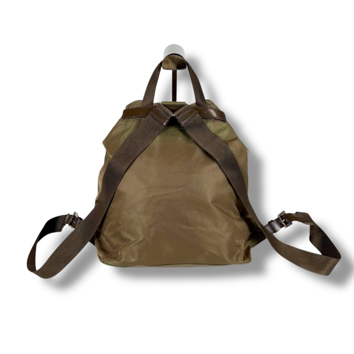 Prada Backpack Triangle Logo Tessuto Nylon Brown Khaki — view 2