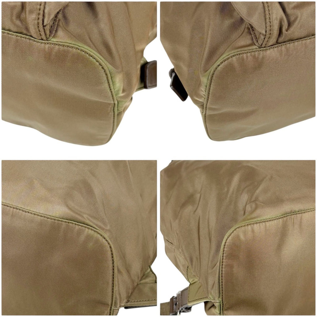Prada Backpack Triangle Logo Tessuto Nylon Brown Khaki — view 6