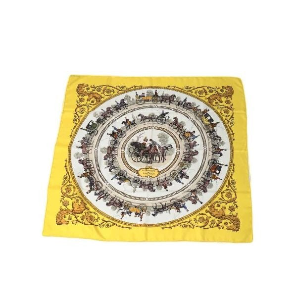 Hermes Carre 90 Scarf Ron Chien Walk To Yellow