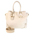 Prada Vitello Daino White Ivory Gold Hardware Leather Tote Bag 2-Way