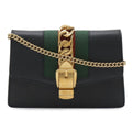 Gucci Sylvie Web Line Mini Chain Shoulder Bag Pochette 2-Way Clutch Leather