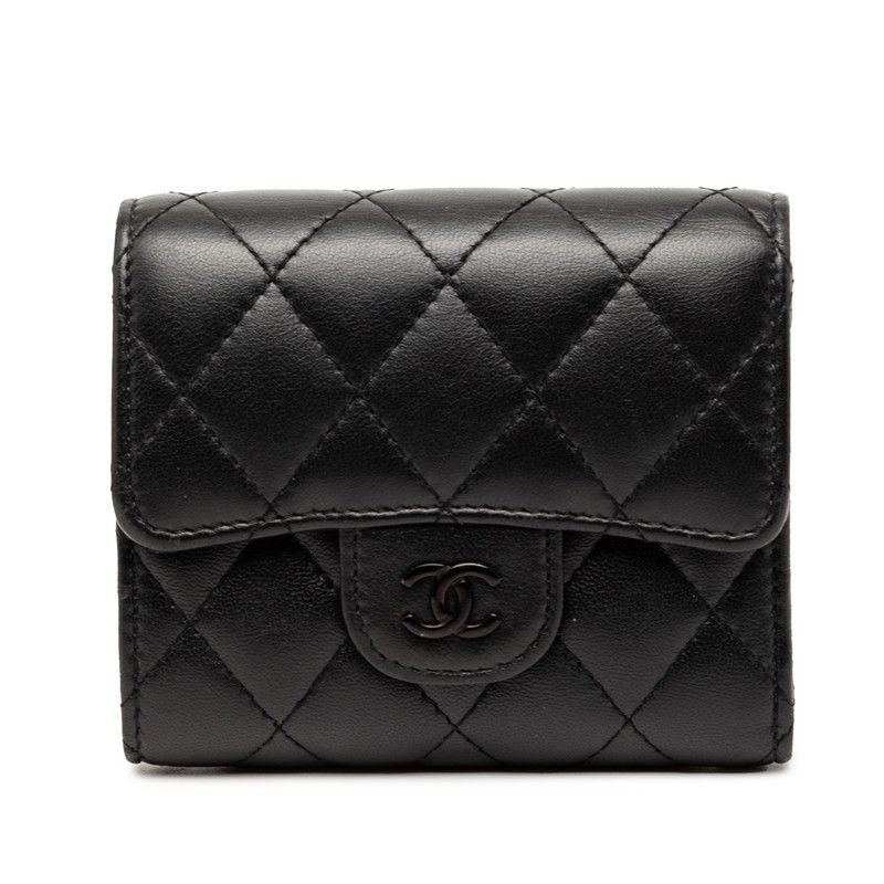 Chanel CC Logo Quilted Black Lambskin