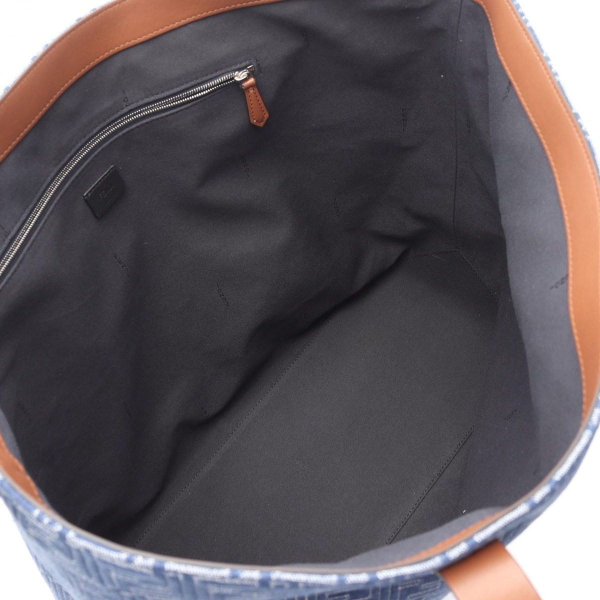 Fendi Tote FF Shopping Denim Blue Brown Canvas — view 3