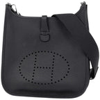 Hermes Evelyne 3 PM Perforated H Logo Dark Navy Black Shoulder Bag Taurillon