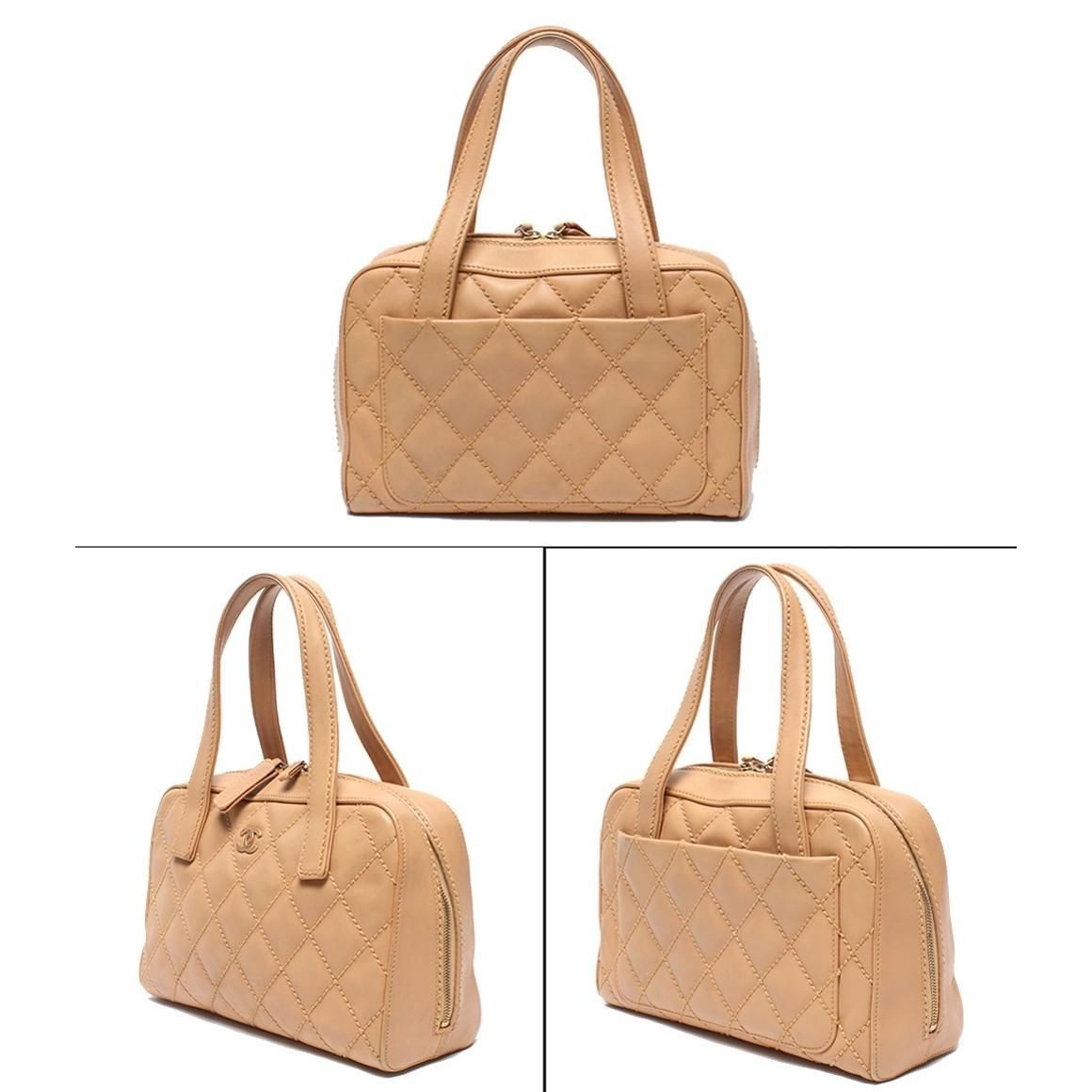 Chanel Handbag Gold Lambskin Wild Stitch — view 2