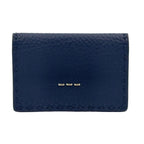 Fendi Selleria Bifold Leather Green Navy Card Case Silver