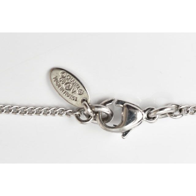 Chanel Coco Mark CC Rhinestone Silver White — view 3