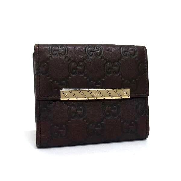 Gucci Bifold Wallet Guccissima 1147 Brown Leather Gold Hardware
