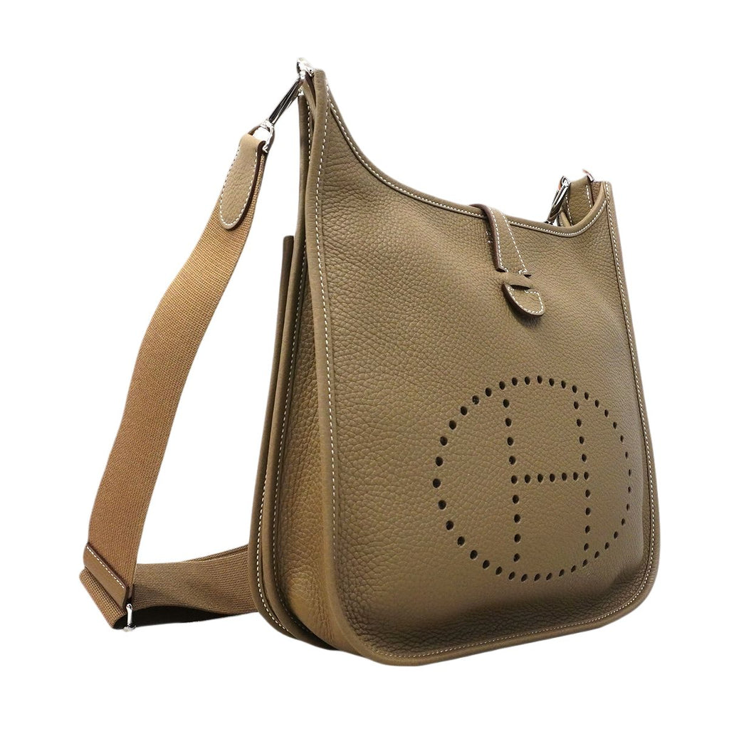 Hermes Shoulder Bag Evelyne Taurillon Clemence Etoupe Silver — view 2