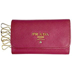 Prada Logo 6 Row Key Case Saffiano Leather Pink Key Holder