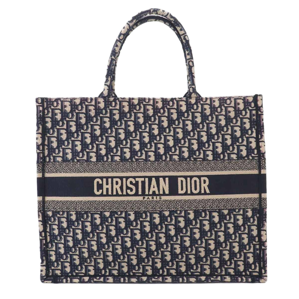 Dior Oblique Book Tote Large Canvas Navy