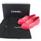 Chanel CC Logo Patent Leather Loafers Pink 36 — view 2