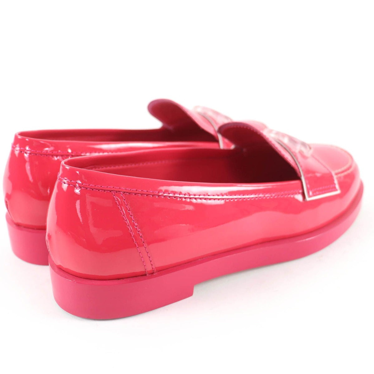 Chanel CC Logo Patent Leather Loafers Pink 36 — view 3