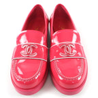 Chanel CC Logo Patent Leather Loafers Pink 36 — view 4