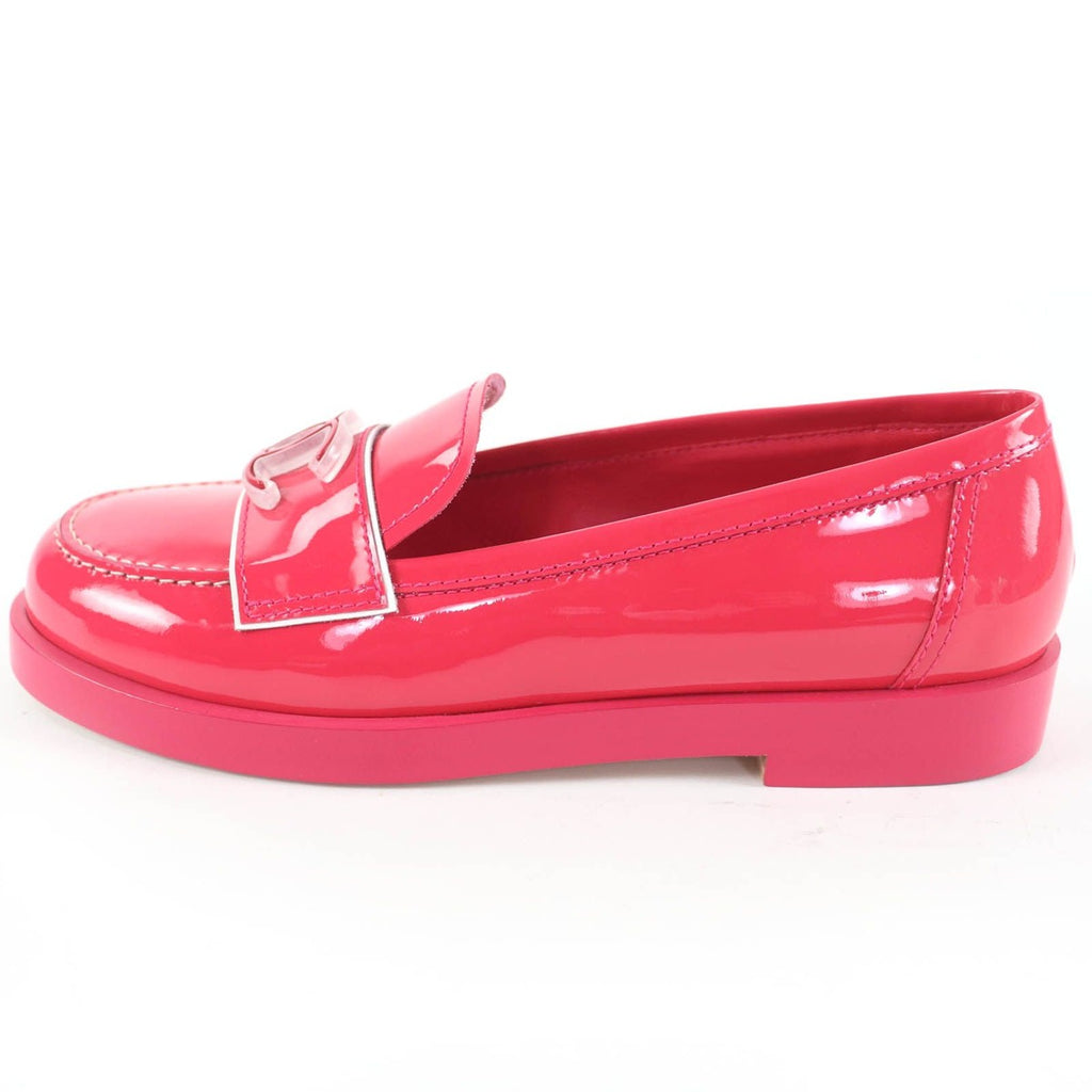 Chanel CC Logo Patent Leather Loafers Pink 36 — view 5