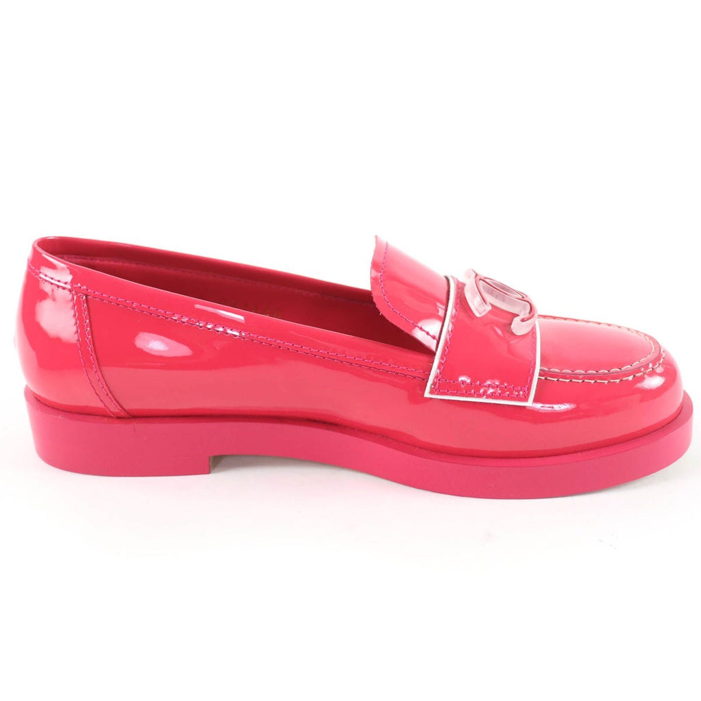 Chanel CC Logo Patent Leather Loafers Pink 36 — view 6
