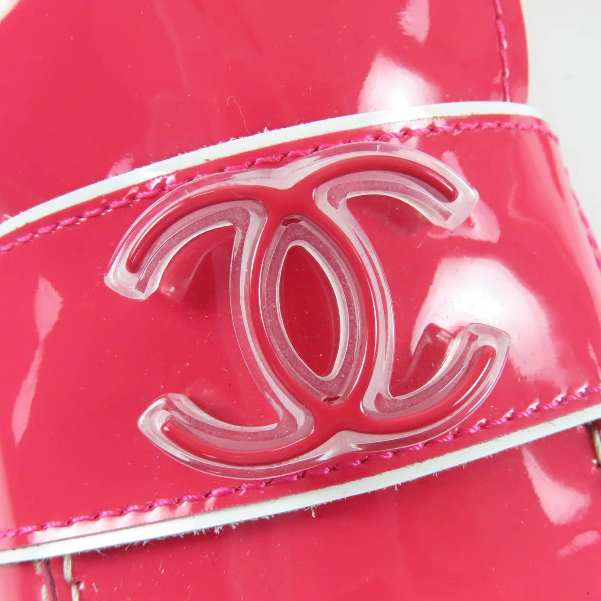 Chanel CC Logo Patent Leather Loafers Pink 36 — view 9
