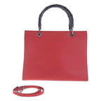 Gucci Bamboo Red Black Leather 012 1016 Tote Bag 2-Way