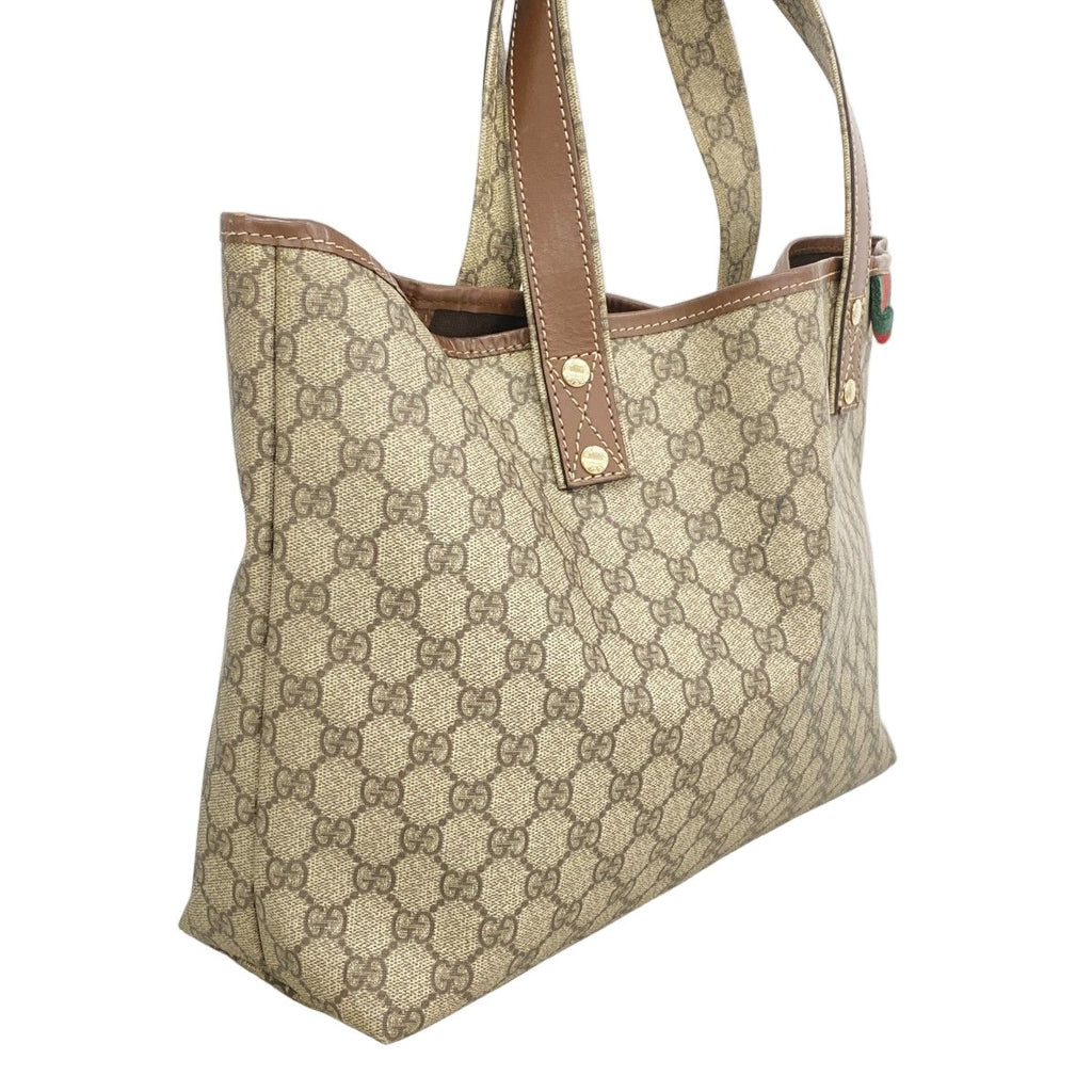 Gucci Tote GG Supreme Brown Champagne Gold — view 2