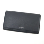Saint Laurent Flap Wallet Leather Black Silver