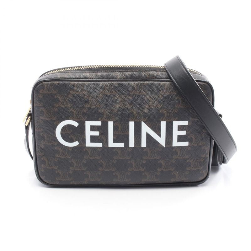 Celine Shoulder Bag Triomphe Medium Messenger Black Coated