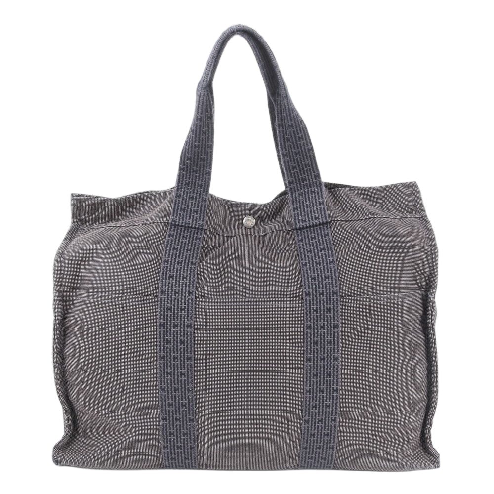 Hermes Her Line Tote Shoulder Business Document Leather Gray