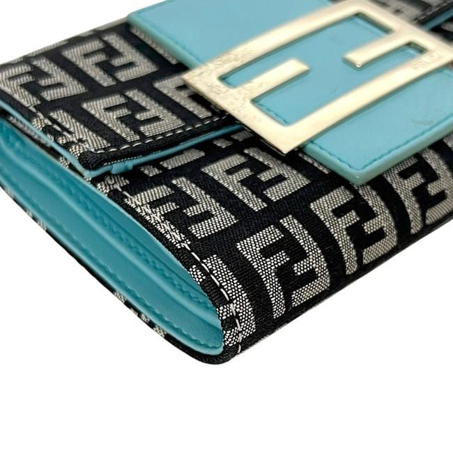 Fendi Trifold Wallet Blue Black Zucchino 8 M0023 — view 9