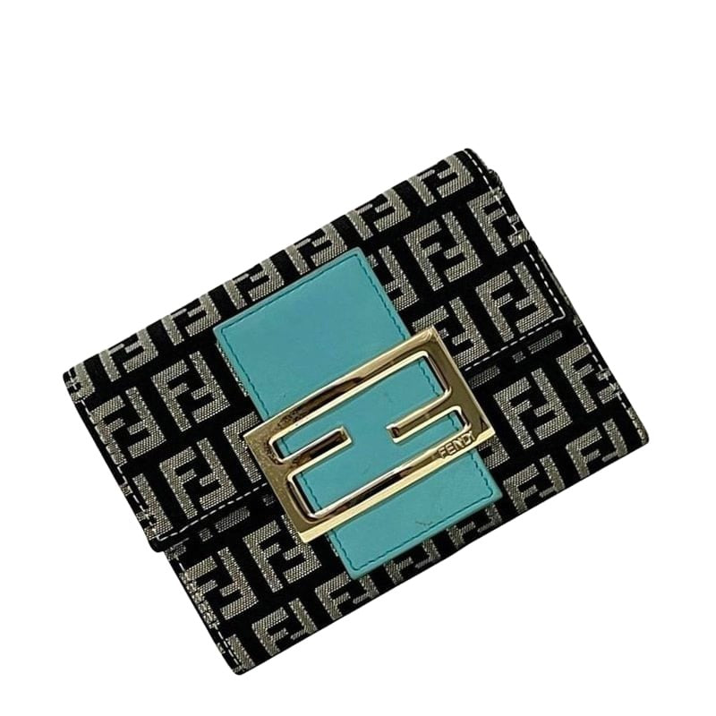 Fendi Trifold Wallet Blue Black Zucchino 8 M0023