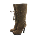 Saint Laurent Yves Long Boots Suede Tassel 35 Brown KU