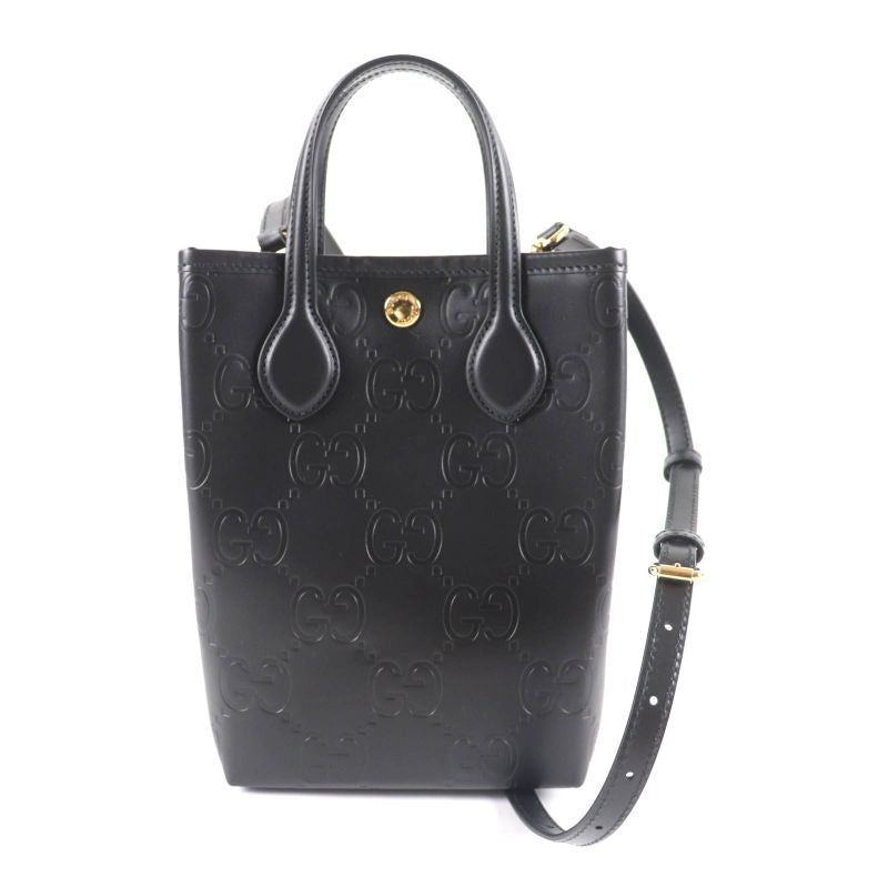 Gucci GG Super Mini Bag 2-Way Leather Shoulder Black