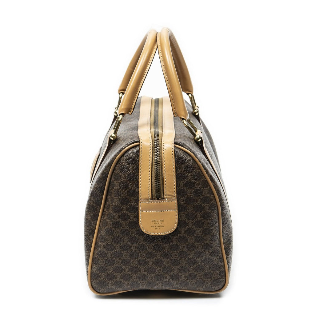 Celine Vintage Small Boston Brown Light Macadam Canvas Shoulder Bag Brown. — view 3