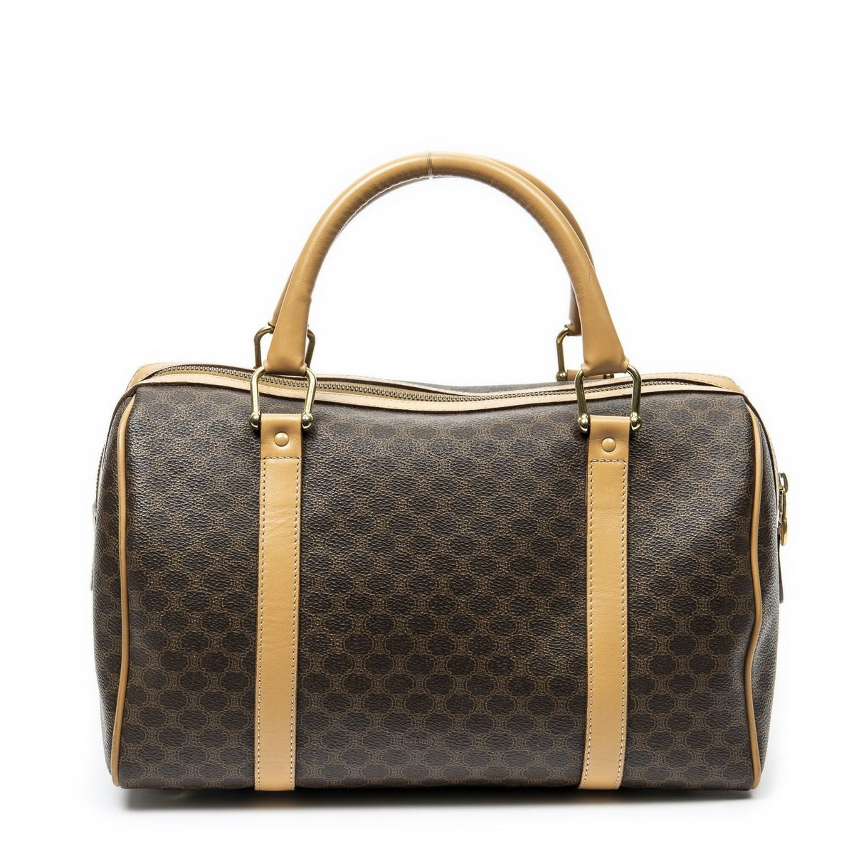 Celine Vintage Small Boston Brown Light Macadam Canvas Shoulder Bag Brown. — view 5