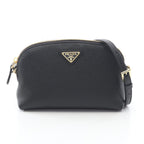 Prada Shoulder Bag Vitello Daino Soft Black Leather