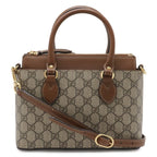 Gucci GG Supreme Mini Bag 2-Way Crossbody Leather Beige Brown Gold