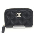 Chanel Quilted Coin Purse Caviar Leather Black Ap4818 Coco Mark Card Case