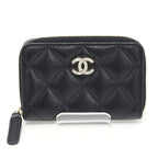 Chanel Quilted Coin Purse Caviar Leather Black Ap4818 Coco Mark Card Case