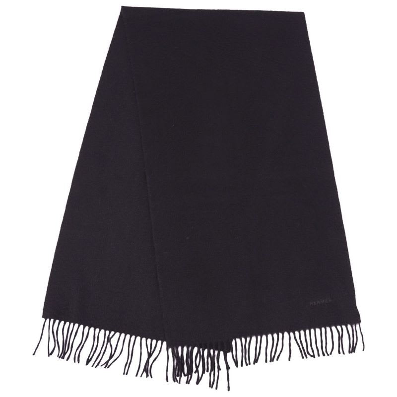 Hermes Muffler Shawl Fringe 100% Cashmere Scarf