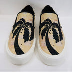 Celine Slip-on Size 43 Palm Tree Pattern Beige Black Shoes — view 5