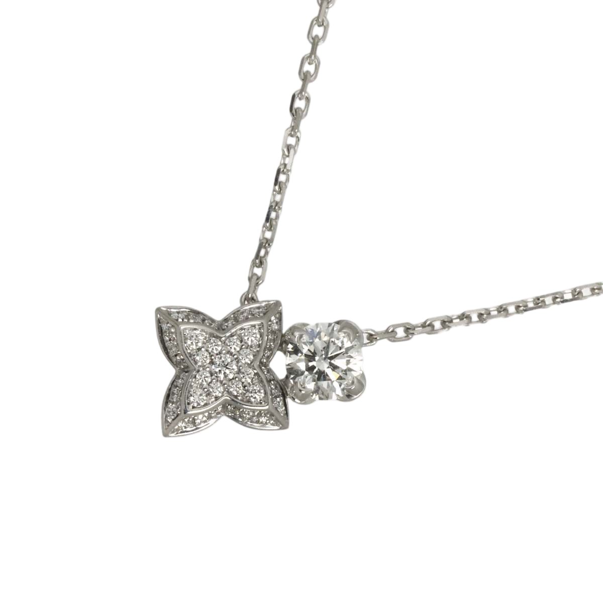 Louis Vuitton Double Round Diamond Necklace 42 18k White Gold