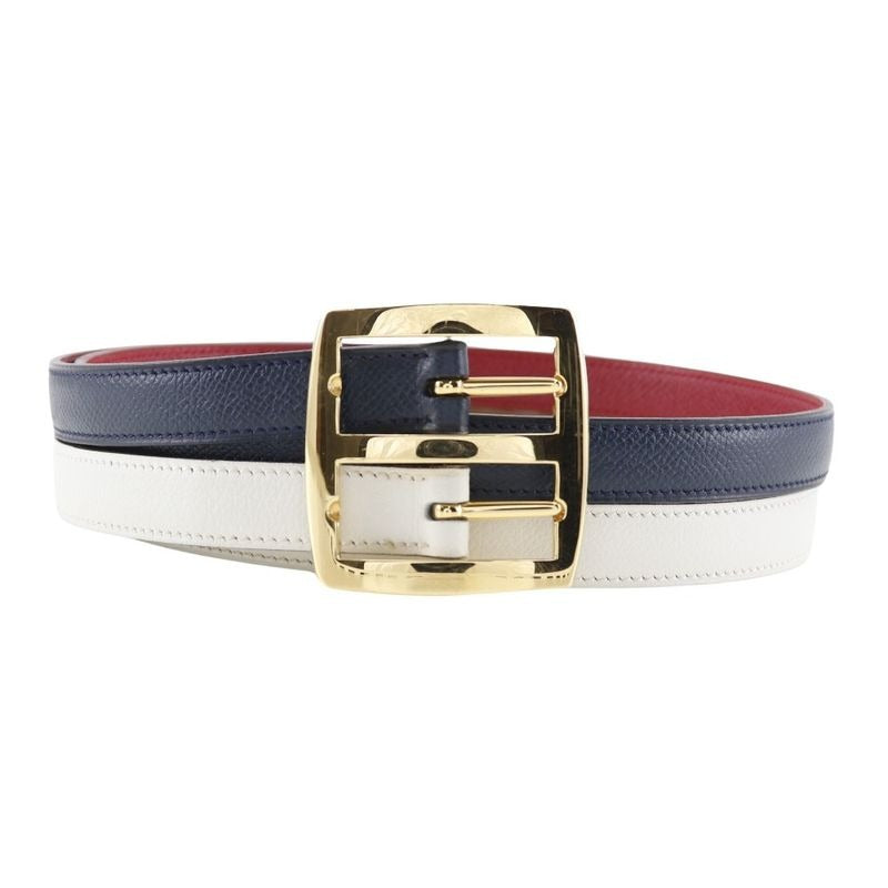 Hermes Reversible Courchevel Swift Blue Indigo Rouge Vif 0 Belt — view 2