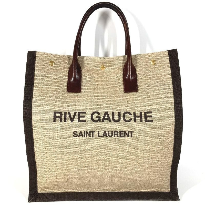 Saint Laurent Paris Handbag Noe Rive Gauche Linen Brown
