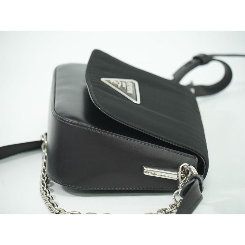 Prada Nylon Leather 2-Way Shoulder Bag Pochette Black — view 3