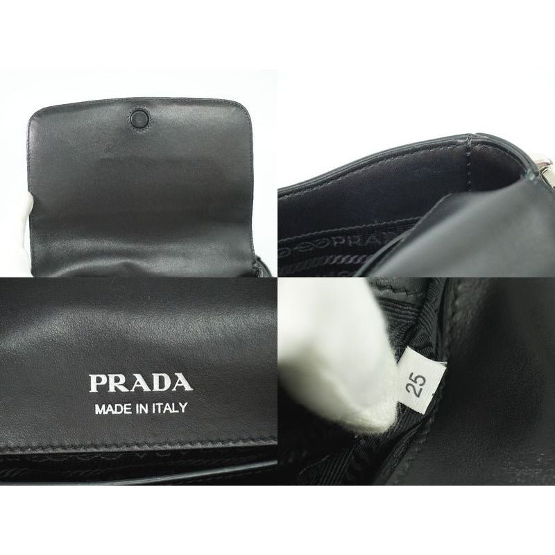 Prada Nylon Leather 2-Way Shoulder Bag Pochette Black — view 9