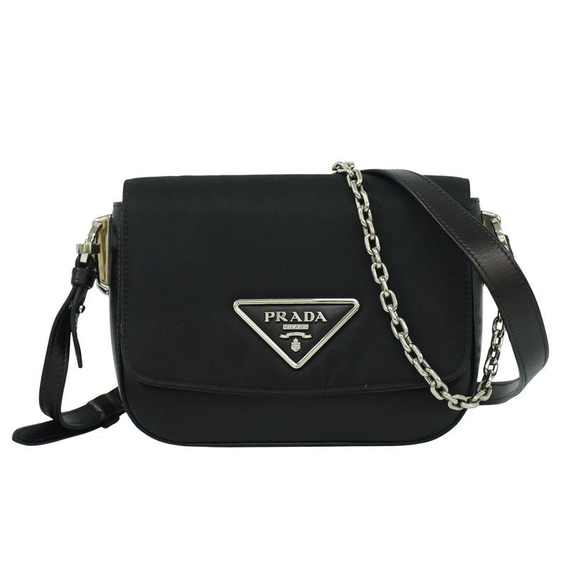 Prada Nylon Leather 2-Way Shoulder Bag Pochette Black