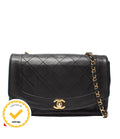 Chanel Chain Shoulder Bag Gold Single Flap Quilted Lambskin Diana 25