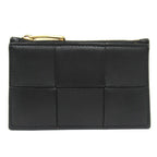 Bottega Veneta Cassette Zipper Card Case Maxi Intrecciato Black