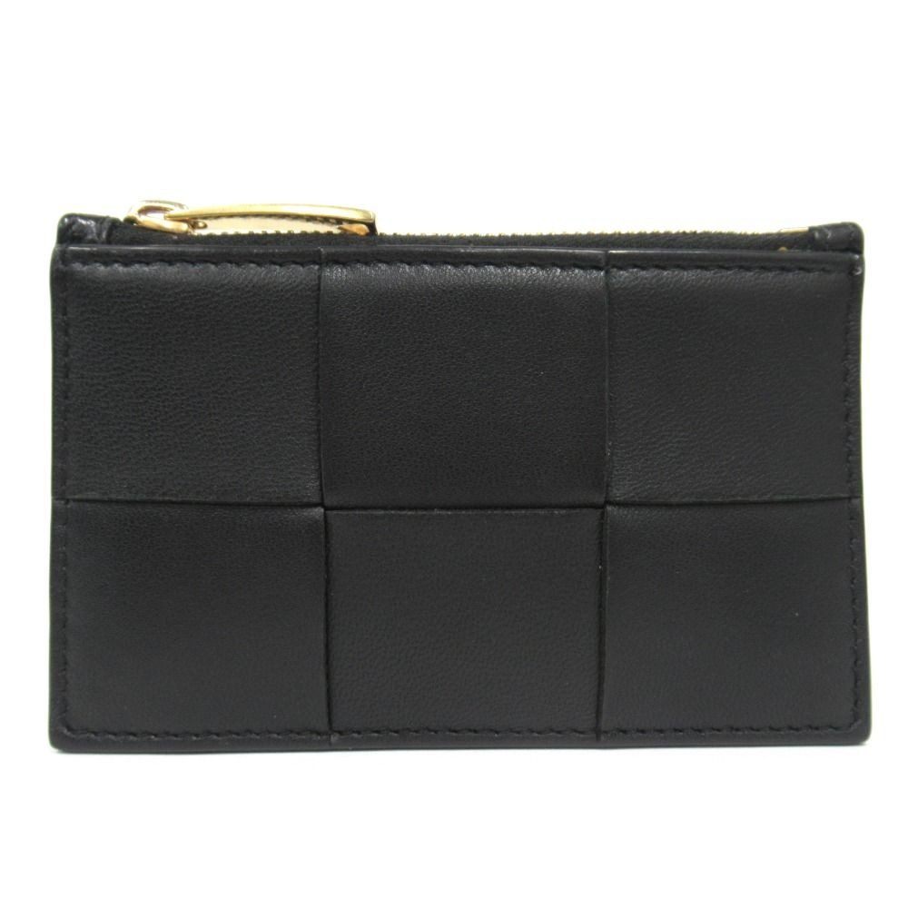 Bottega Veneta Cassette Zipper Card Case Maxi Intrecciato Black