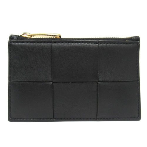 Bottega Veneta Cassette Zipper Card Case Maxi Intrecciato Black