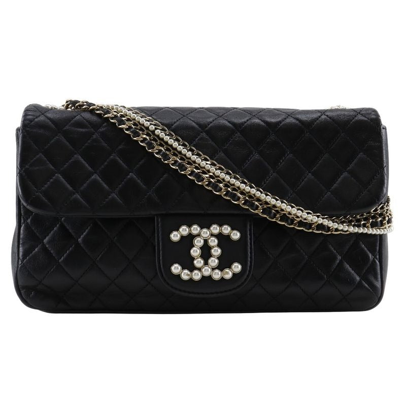 Chanel Westminster Chain Shoulder Quilted Lamb Skin And Faux Pearl