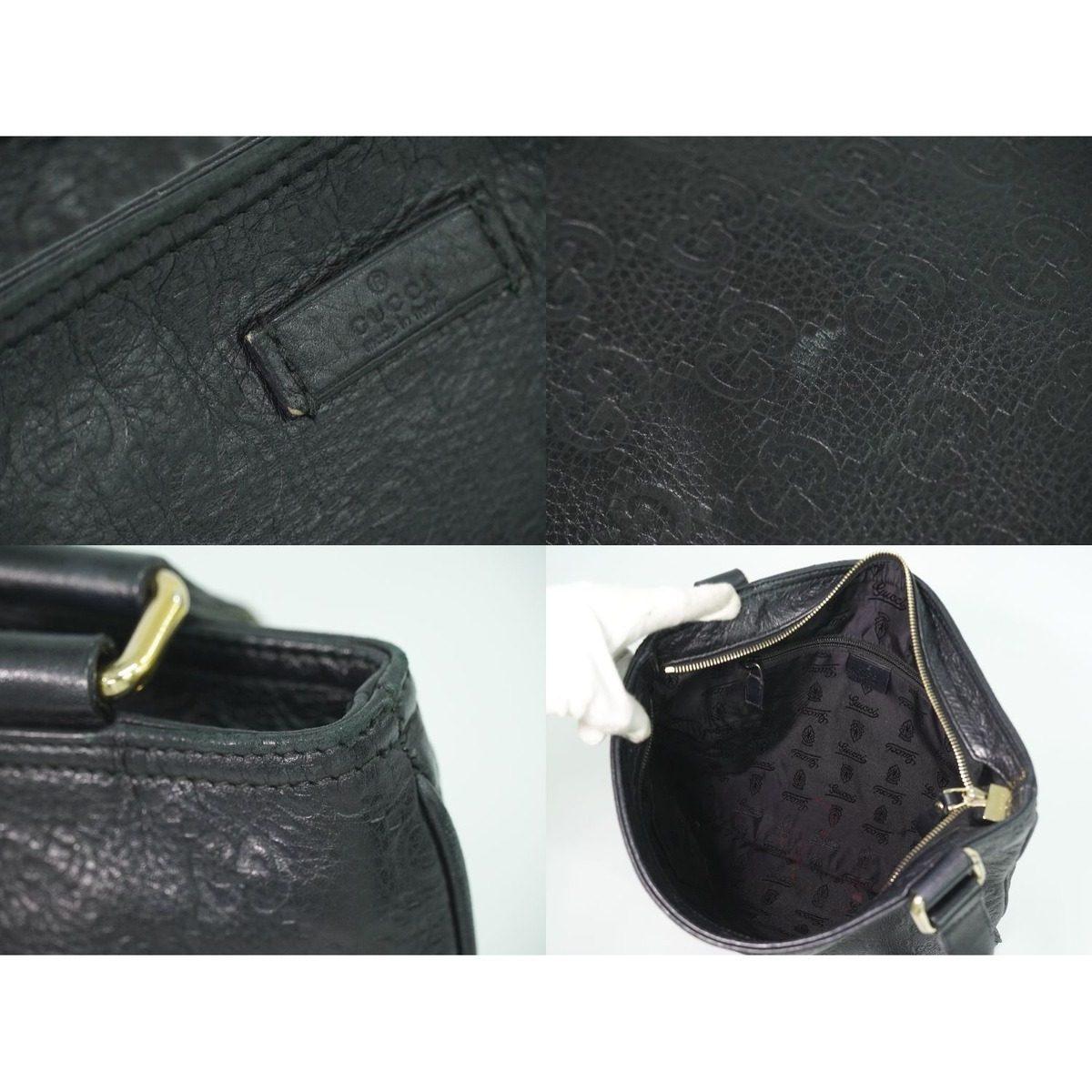 Gucci Guccissima Leather Shoulder Bag Pochette Black — view 8